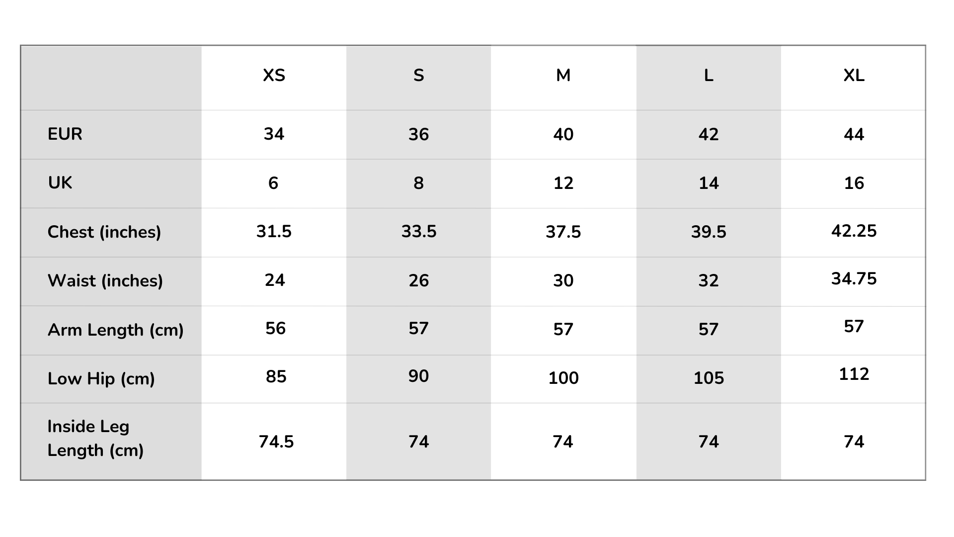 Size Chart 4